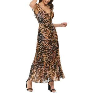 Guess Womens Ruffled Pleated Maxi Dress Size 4